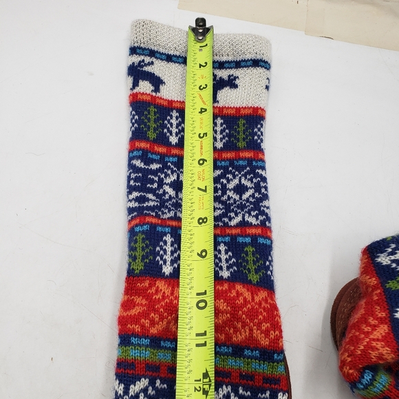 Acorn Unisex Knit Leather Slipper Sock Moose Lodge Nordic Mens 7.5-8.5 Women 9.5 - Picture 10 of 12